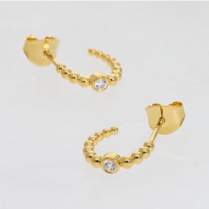 Gold Vermeil Beaded Gemstone Hoop Earrings