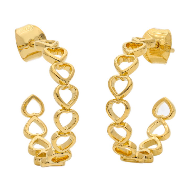 Gold Vermeil Heart-Shaped Hoop Earrings