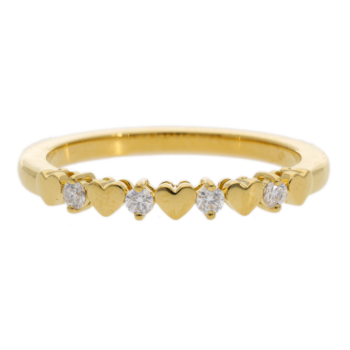 Gold Vermeil Heart Stackable Ring With Stones