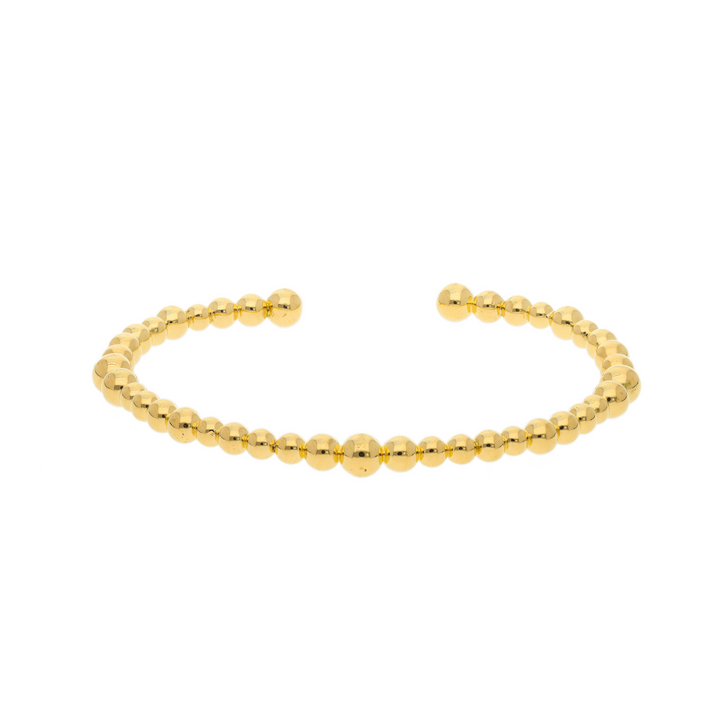 Gold Vermeil Beaded Link Cuff Bangle Bracelet