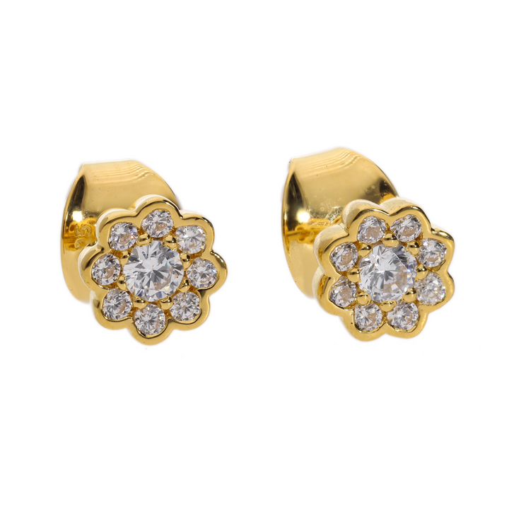 Gold Vermeil And Cz Stud Earrings