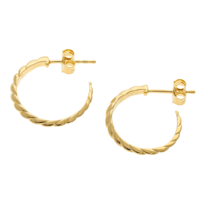 Gold Vermeil Thin Croissant Dome C Hoop Earrings For Women