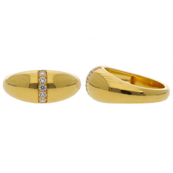 Gold Vermeil Cubic Zirconia Stripe Dome Ring