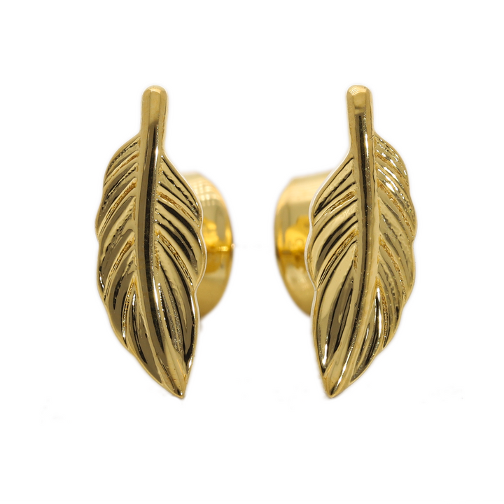 Gold Vermeil Delicate Leaf Stud Earrings