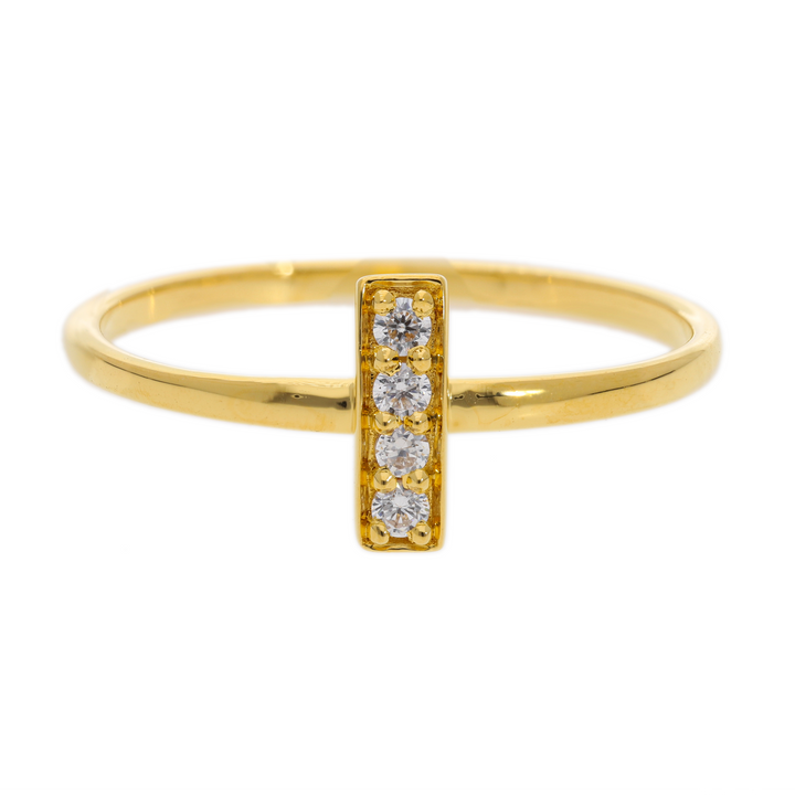 Gold Vermeil Cz-Accented Bar Ring