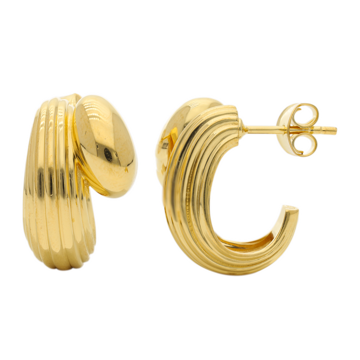 Textured Gold Vermeil Ribbed Hoop Earrings