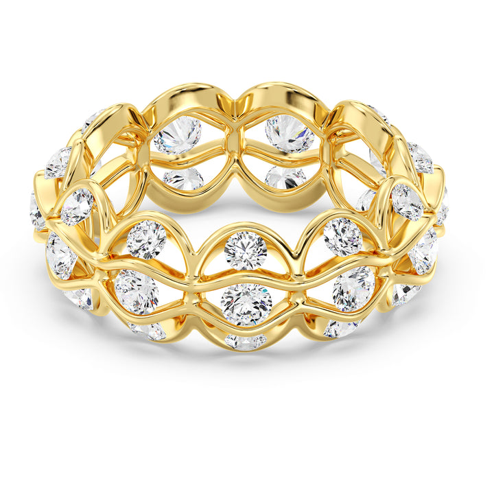 Marquise Wavy Eternity Wedding Band with 33 Round Lab-Grown Diamonds in 18K Solid Gold, 2.72ct Total Weight, Bridal Jewelry