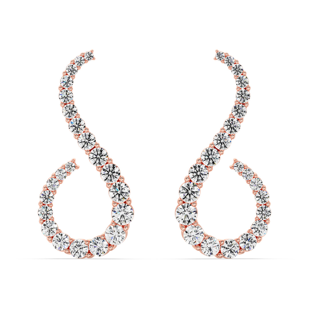 Solid Gold Hoop Earrings with 3.9 Ct Round Lab-Grown Diamonds