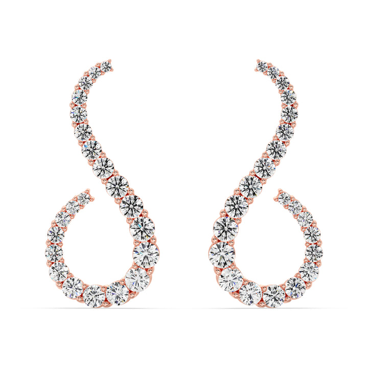 Solid Gold Hoop Earrings with 3.9 Ct Round Lab-Grown Diamonds