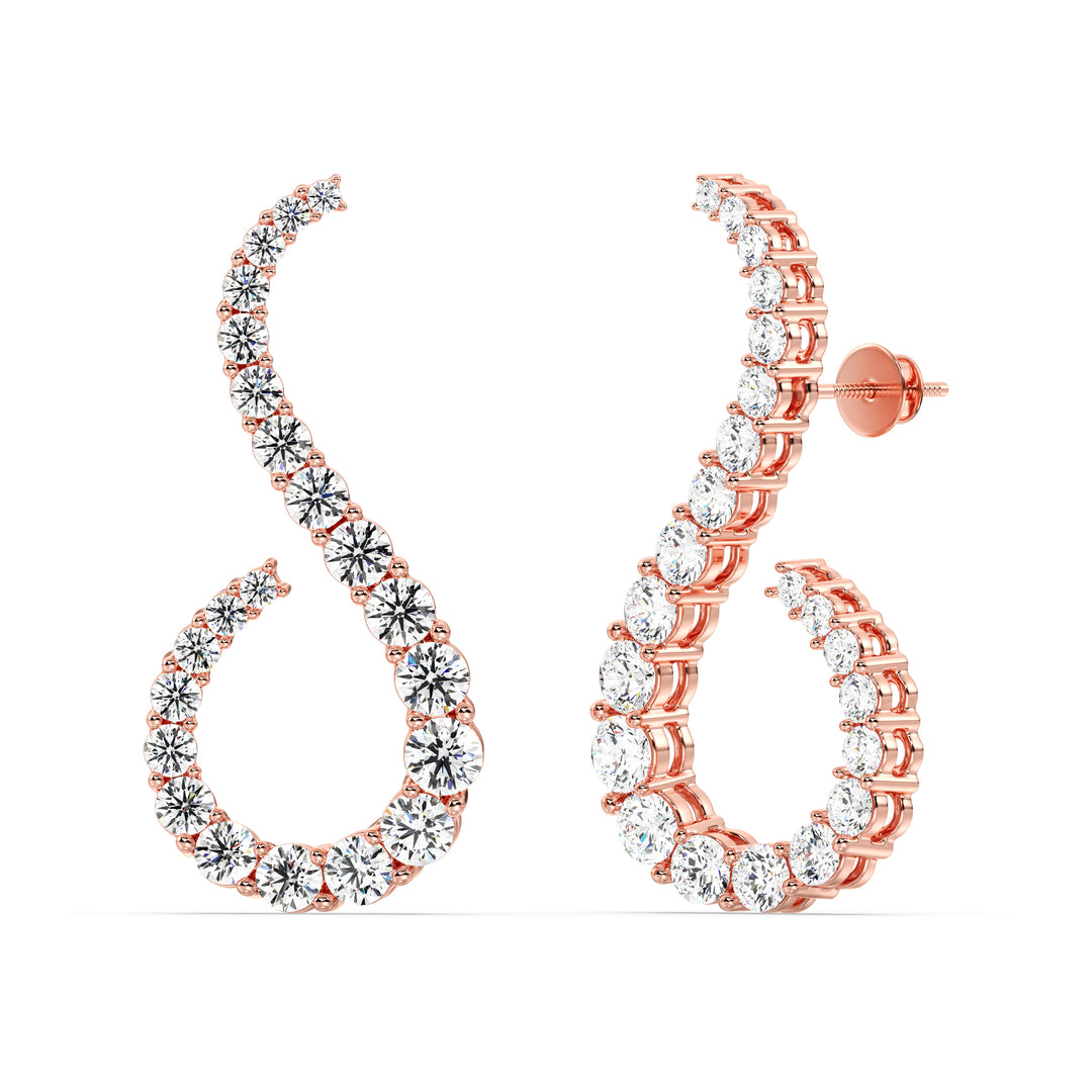 Solid Gold Hoop Earrings with 3.9 Ct Round Lab-Grown Diamonds