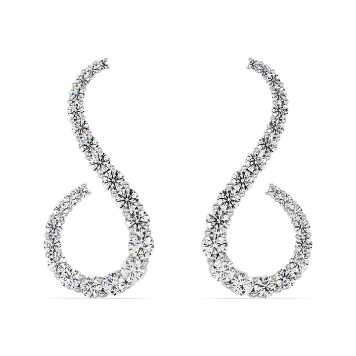 Solid Gold Hoop Earrings with 3.9 Ct Round Lab-Grown Diamonds