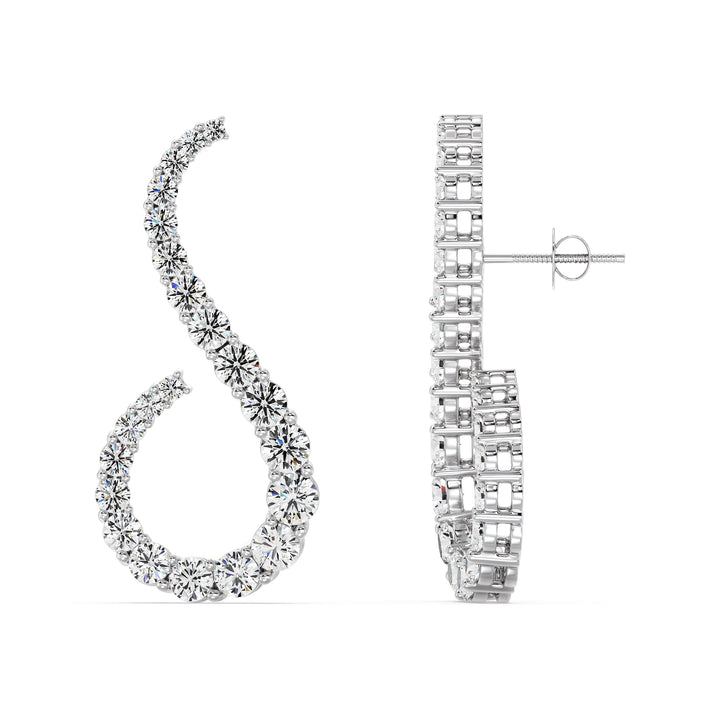 Solid Gold Hoop Earrings with 3.9 Ct Round Lab-Grown Diamonds