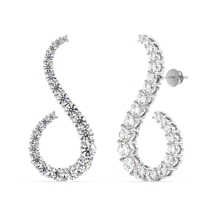 Solid Gold Hoop Earrings with 3.9 Ct Round Lab-Grown Diamonds