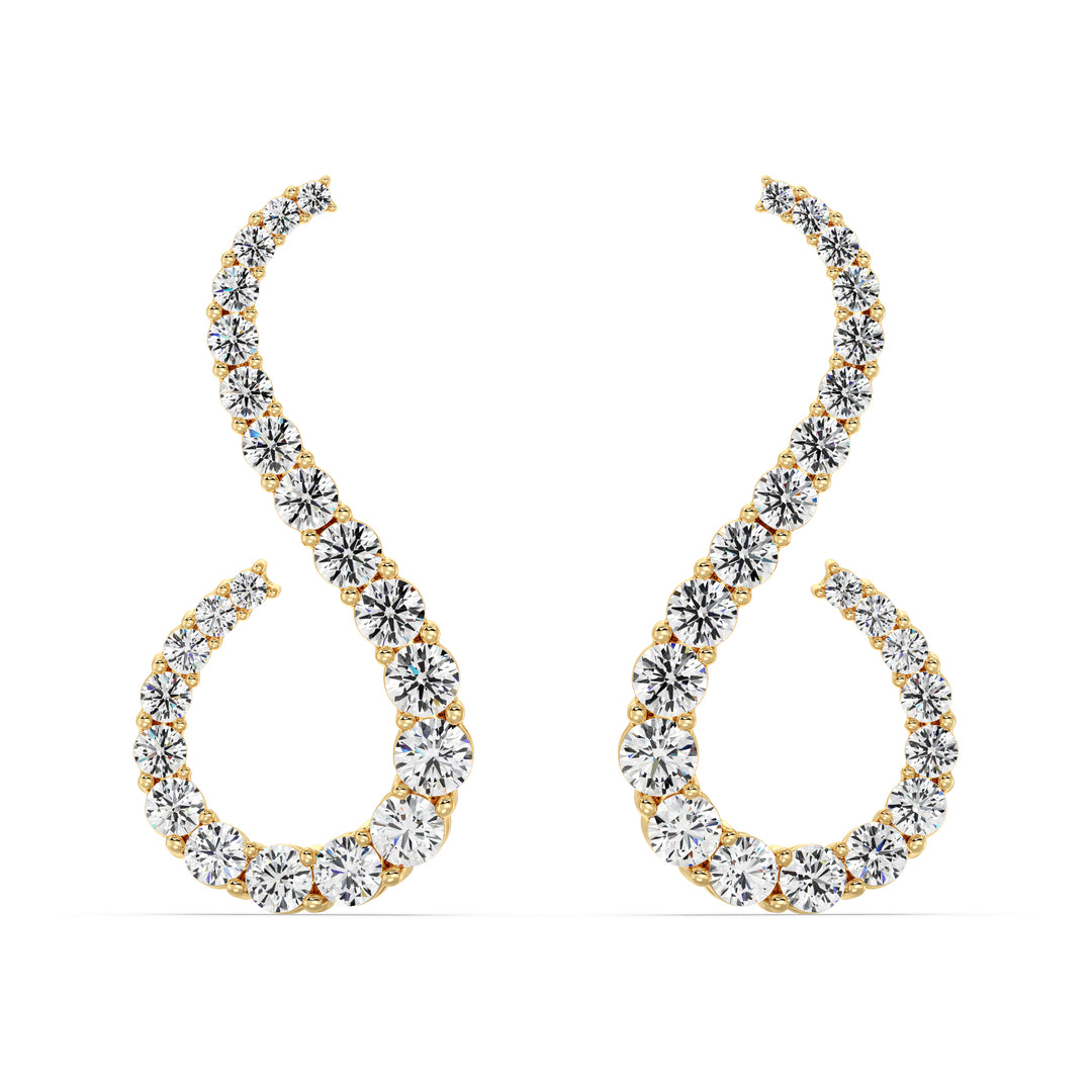 Solid Gold Hoop Earrings with 3.9 Ct Round Lab-Grown Diamonds