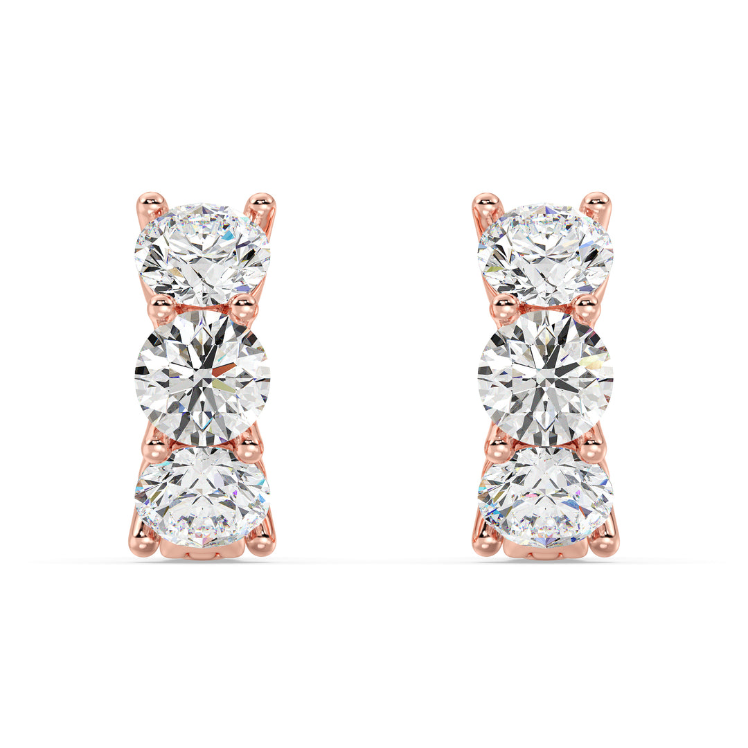 Solid Gold Huggie Earrings with 1.38 Ct Round Lab-Grown Diamonds