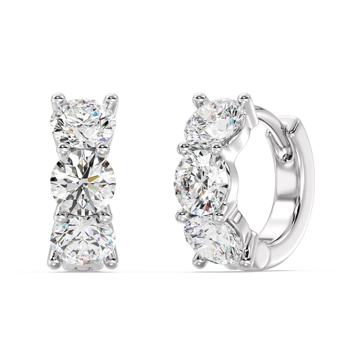 Solid Gold Huggie Earrings with 1.38 Ct Round Lab-Grown Diamonds