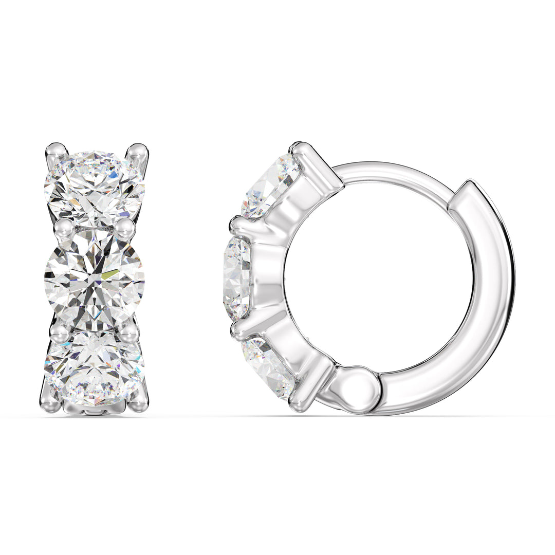 Solid Gold Huggie Earrings with 1.38 Ct Round Lab-Grown Diamonds