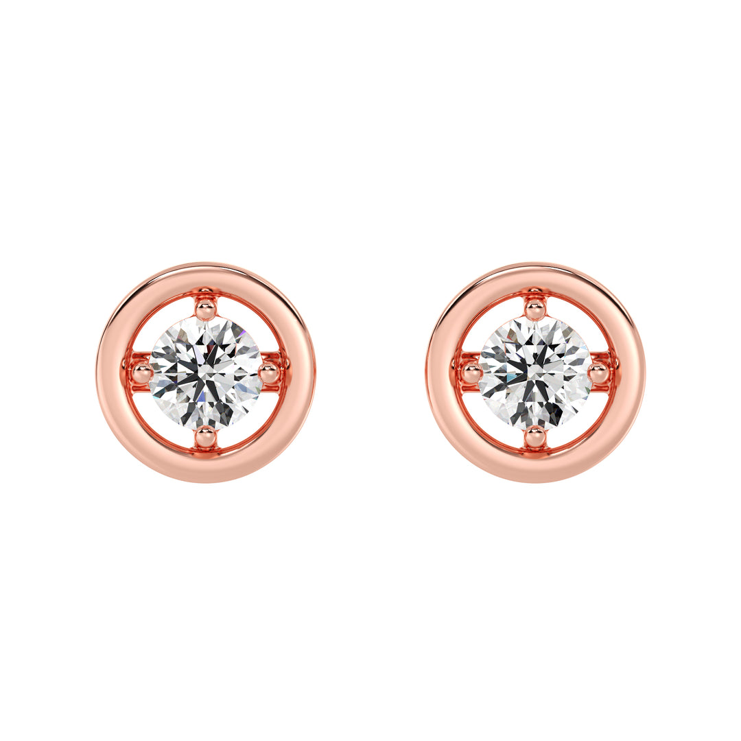 Solid Gold Round Lab Grown Diamond Classic Stud Earrings for Women