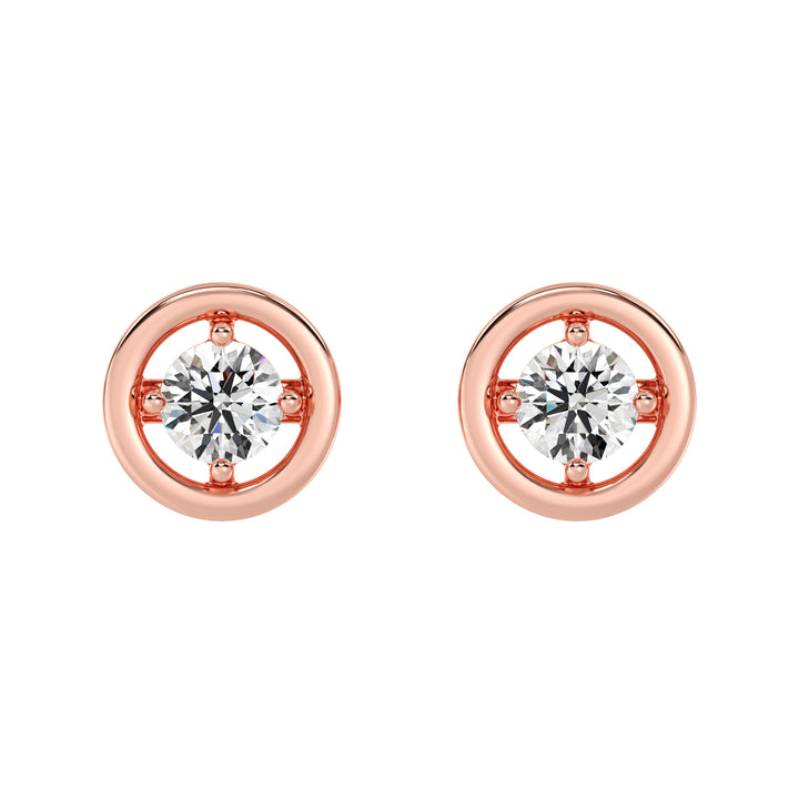 Solid Gold Round Lab Grown Diamond Classic Stud Earrings for Women