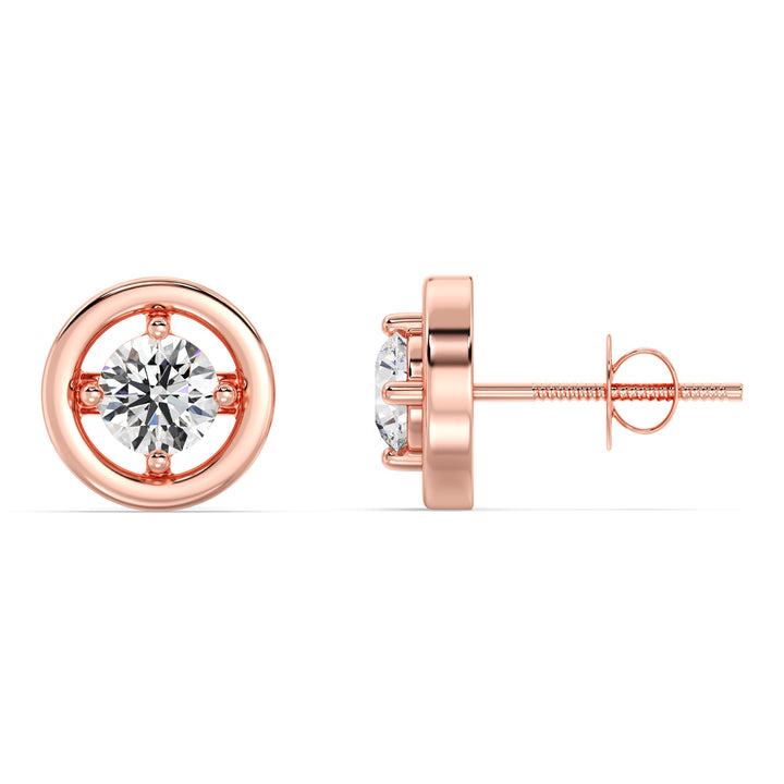 Solid Gold Round Lab Grown Diamond Classic Stud Earrings for Women