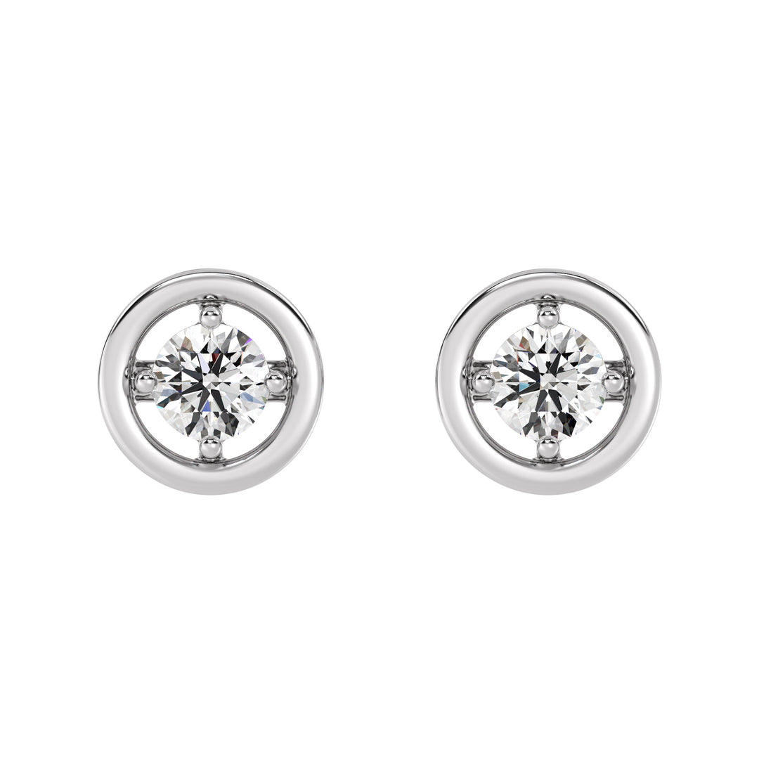 Solid Gold Round Lab Grown Diamond Classic Stud Earrings for Women