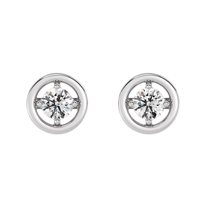 Solid Gold Round Lab Grown Diamond Classic Stud Earrings for Women