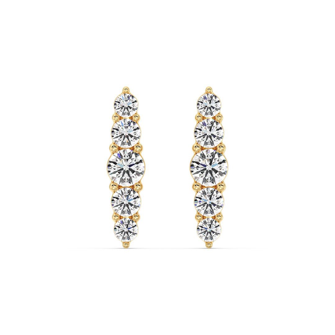 18K Solid Gold Elle Stud Earrings with Screw Backs, 0.46CT Total Lab-Grown Diamonds in Yellow, White, or Rose Gold