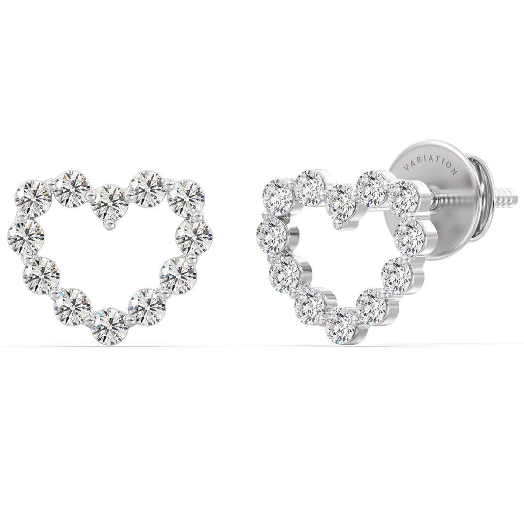 Solid Gold Heart-Shaped Stud Earrings with Round Lab-Grown Diamonds