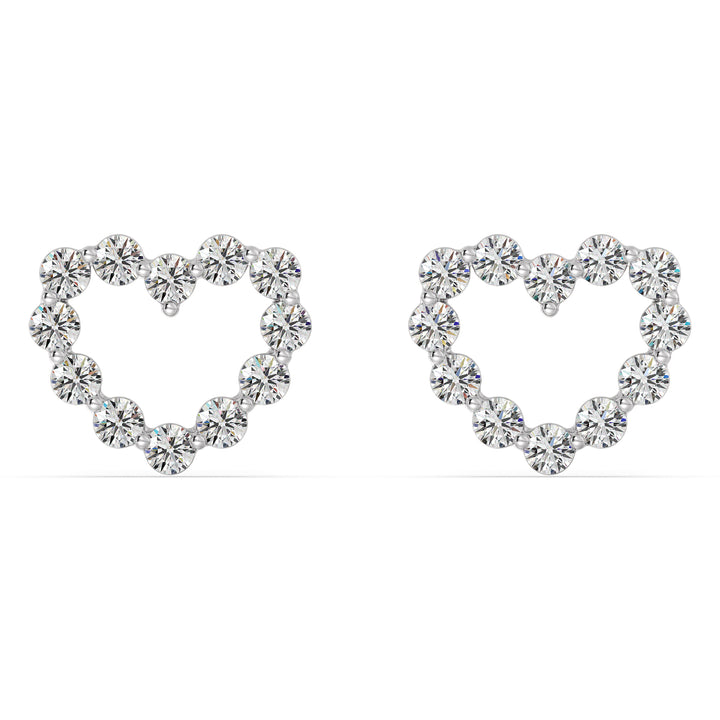 Solid Gold Heart-Shaped Stud Earrings with Round Lab-Grown Diamonds