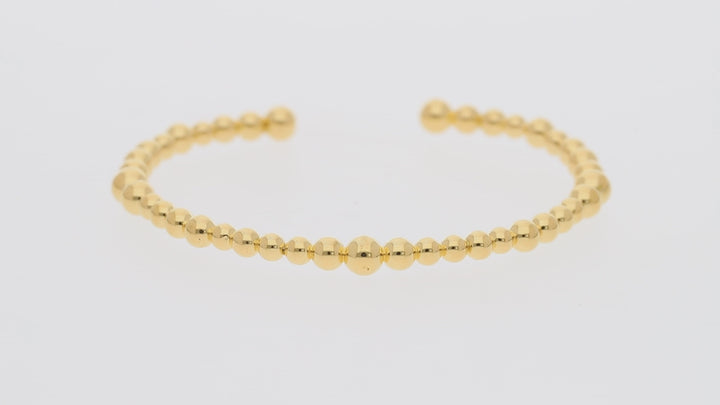 Gold Vermeil Beaded Link Cuff Bangle Bracelet