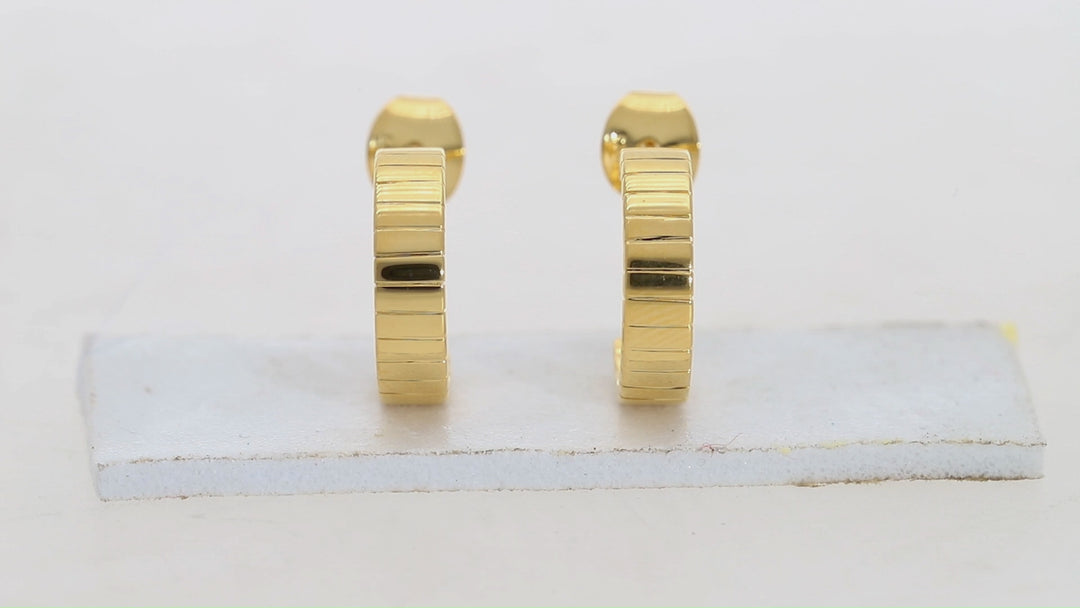 Gold Vermeil Ridged Flat Hoop Earrings