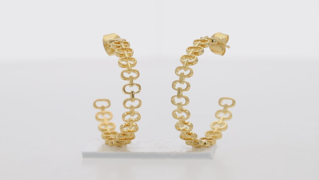 Gold Vermeil Chain Link Hoop Earrings