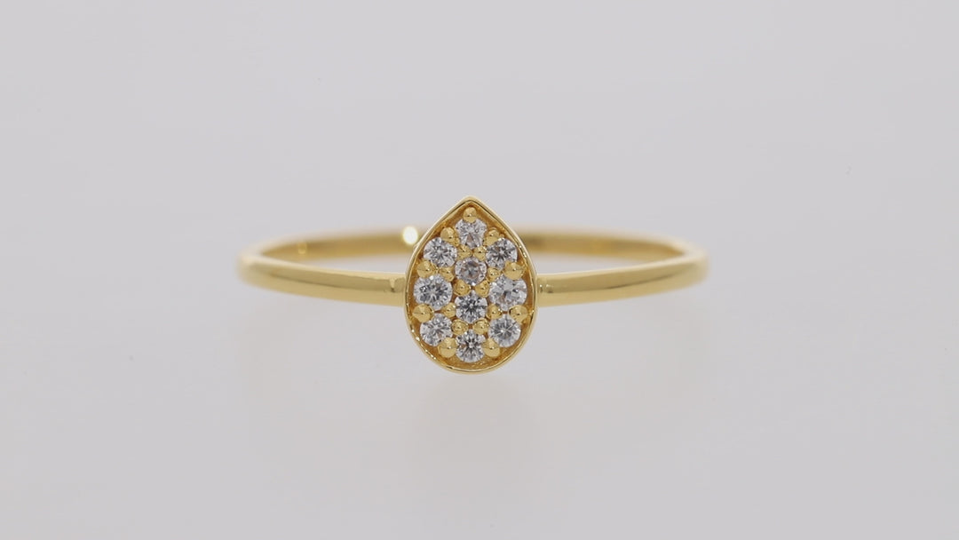 Gold Vermeil Pear-Shaped Cubic Zirconia Ring