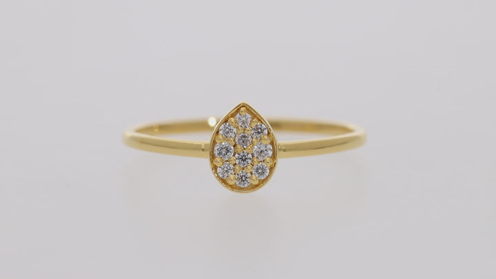 Gold Vermeil Pear-Shaped Cubic Zirconia Ring