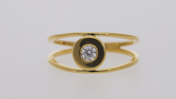 Gold Vermeil Elliptical Zirconia Ring For Women