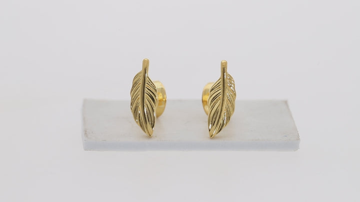 Gold Vermeil Delicate Leaf Stud Earrings