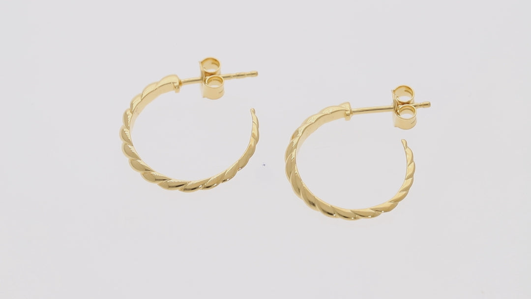 Gold Vermeil Thin Croissant Dome C Hoop Earrings For Women