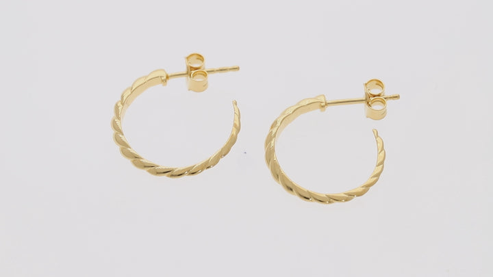 Gold Vermeil Thin Croissant Dome C Hoop Earrings For Women