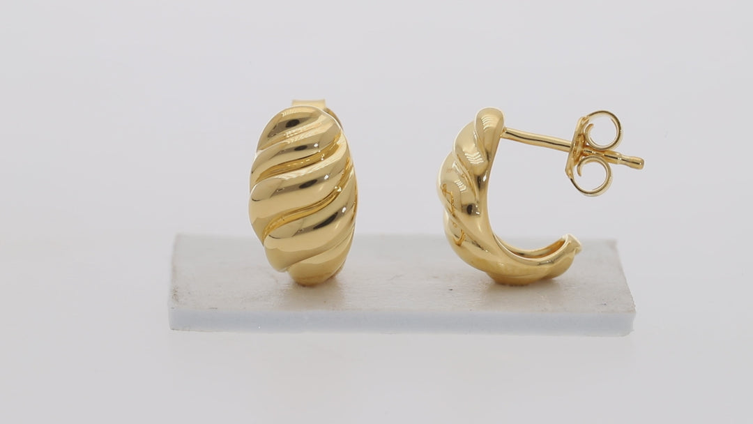 Gold Vermeil Twisted Huggie Hoop Earrings