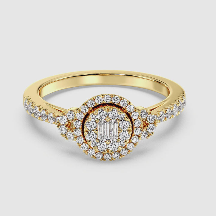 Round Cluster Halo Engagement Ring in 18K Gold with 0.54 CTTW Lab-Grown Diamonds