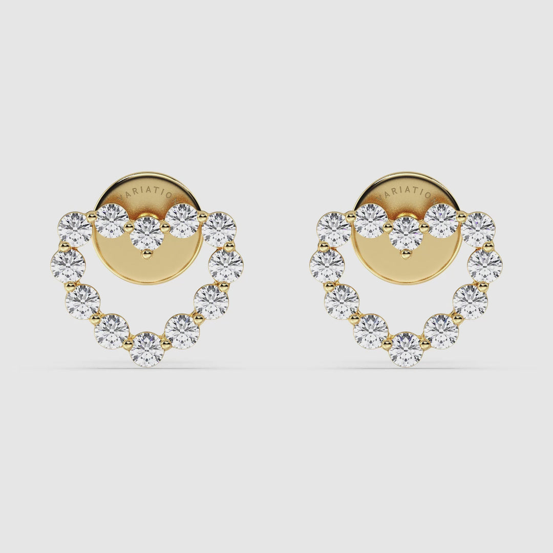 Solid Gold Heart-Shaped Stud Earrings with Round Lab-Grown Diamonds