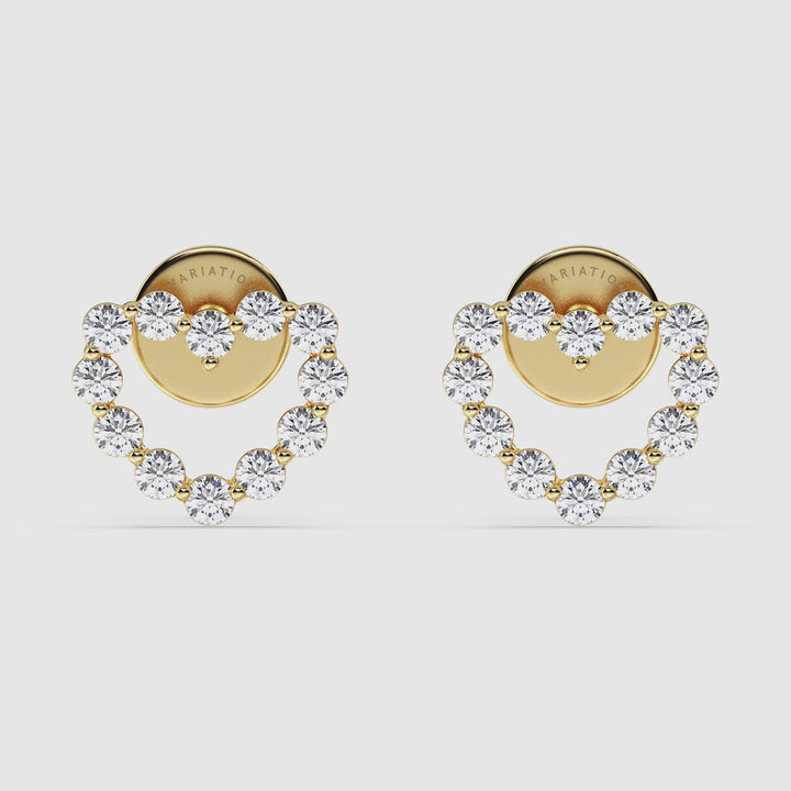 Solid Gold Heart-Shaped Stud Earrings with Round Lab-Grown Diamonds