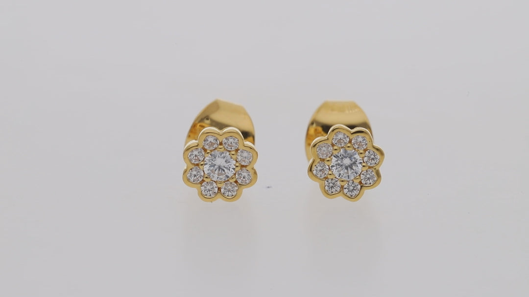 Gold Vermeil And Cz Stud Earrings