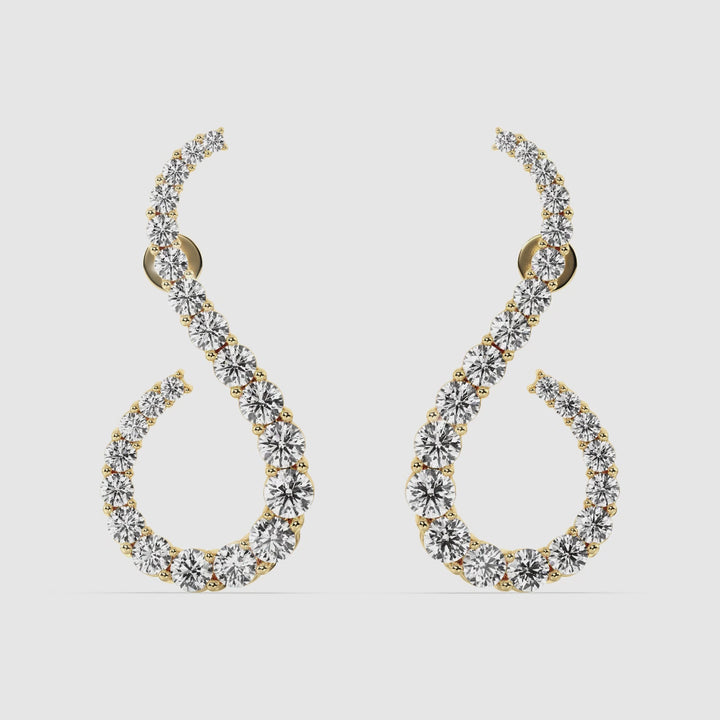 Solid Gold Hoop Earrings with 3.9 Ct Round Lab-Grown Diamonds