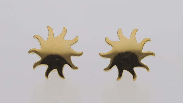 Gold Vermeil Sun Ray Round Sun-Shaped Stud Earrings