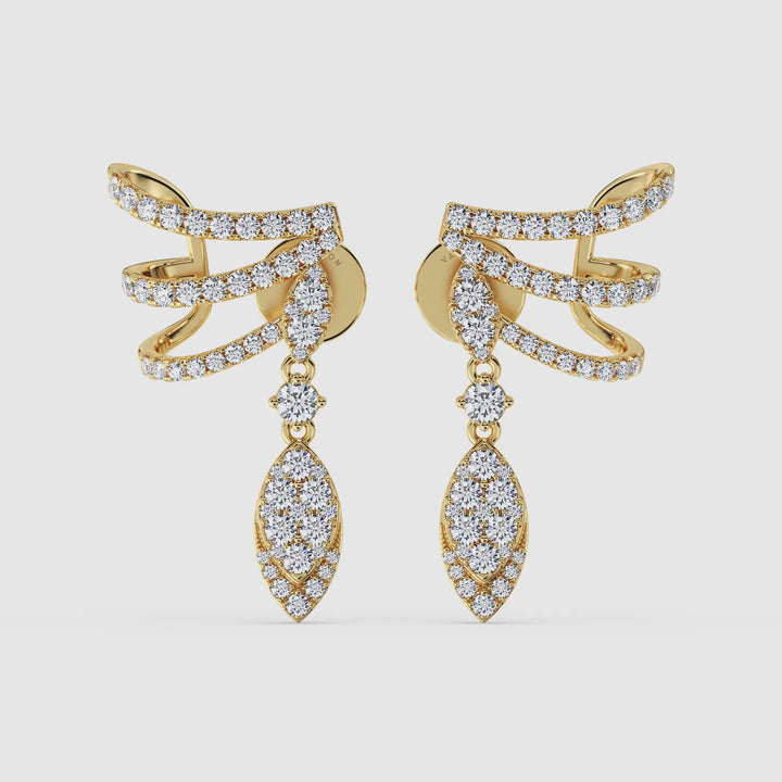 Elegant Solid Gold Lab-Grown Diamond Earrings for Women