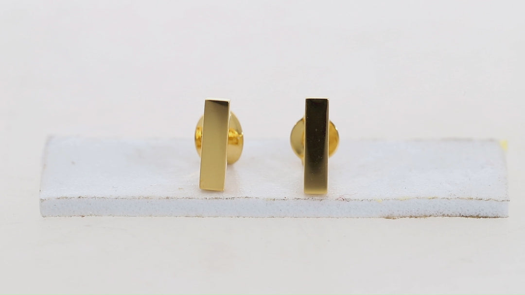 Gold Vermeil Bar Stud Earrings