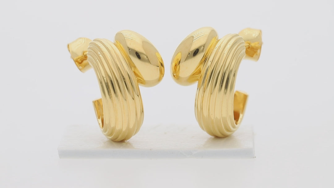 Textured Gold Vermeil Ribbed Hoop Earrings