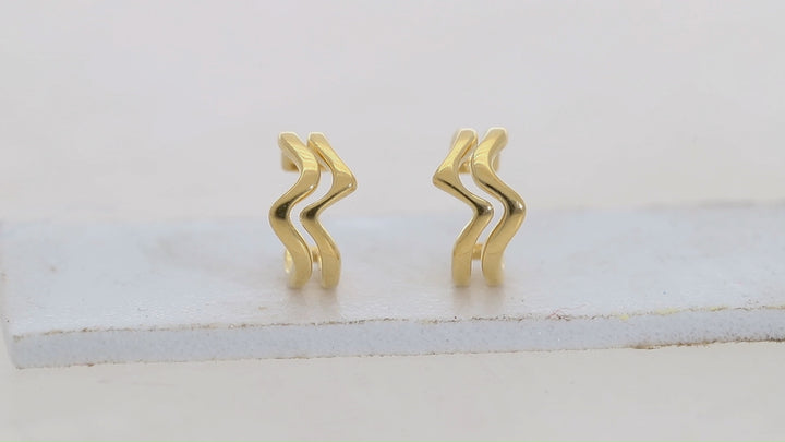 Gold Vermeil Double Layer Wavy Ear Cuff