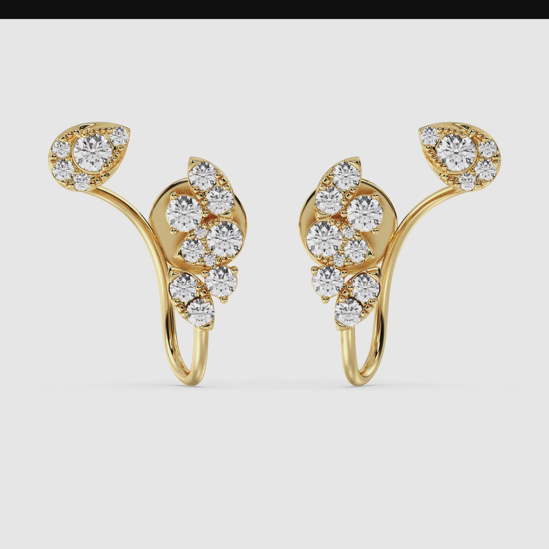 Solid Gold Lab-Grown Diamond Studded Earrings